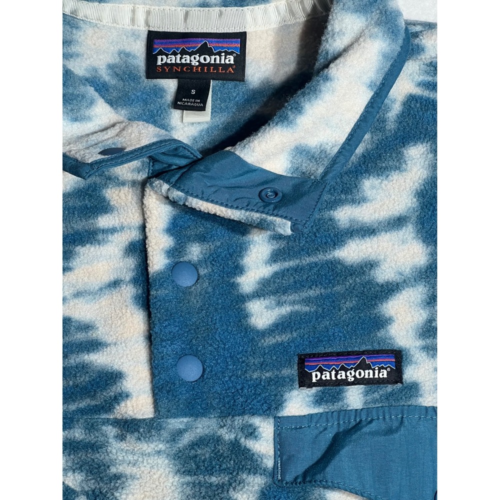 Patagonia Synchilla Lightweight Snap-T Fleece Pullover Blue Tie Dye Women Small